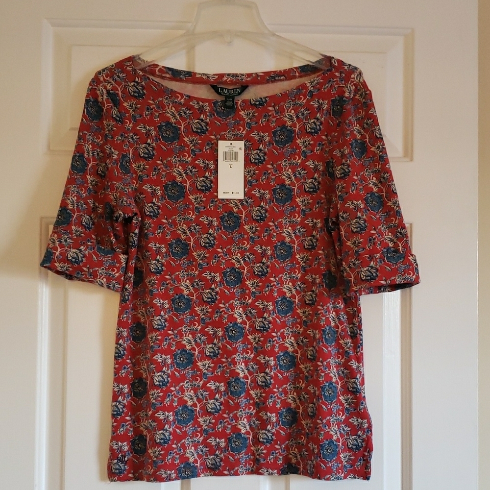 Ralph Lauren Red Floral Women's Top